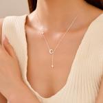 Dainty Crescent Moon Star Pendant Necklace in Silver