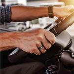 Men's 8mm Black Tungsten Wedding Band with Sand Inlay