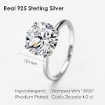 Stunning 4ct Round CZ Sterling Silver Engagement Ring