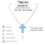 Blue Opal Cross Gold Filled Choker Necklace
