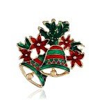 Vintage Rhinestone Christmas Bell Flower Brooch