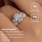 Michooyel S925 Oval Cut 3-Stone Engagement Ring