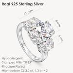 Michooyel S925 Oval Cut 3-Stone Engagement Ring