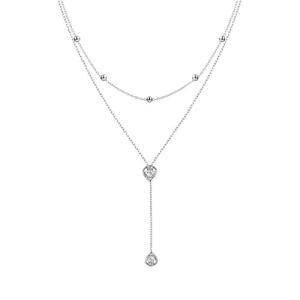 S925 Sterling Silver Teardrop Double Layered Necklace
