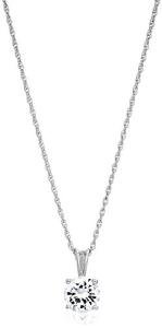 Platinum Plated Sterling Silver Solitaire Necklace