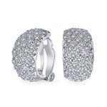 Sparkly Silver Clip-On Half Dome Bridal Earrings