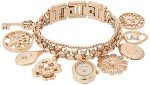 Rose Gold Crystal Charm Bracelet Watch for Women