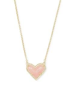 Kendra Scott Ari Heart Pendant Necklace, Rose Quartz