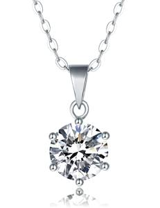 Moissanite Solitaire Pendant Necklace in Sterling Silver