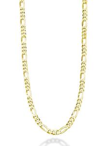 18K Gold Over Silver Diamond-Cut Figaro Chain Necklace
