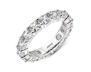 Cushion Cut Silver Cubic Zirconia Wedding Band