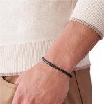 Men's Smoke Color Beaded Bracelet by Fossil