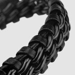 Men's Black Leather Braided Bracelet with Gift Box