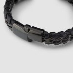 Men's Black Leather Braided Bracelet with Gift Box