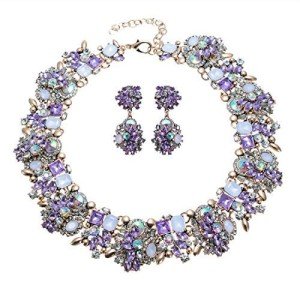 Purple Vintage Crystal Statement Jewelry Set for Women