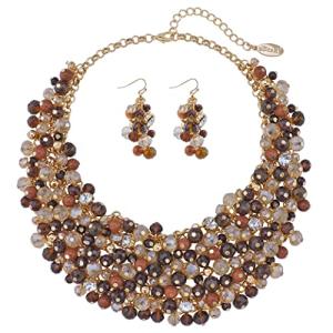 Chunky Crystal Collar Necklace and Earring Set