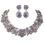 Purple Vintage Crystal Statement Jewelry Set for Women
