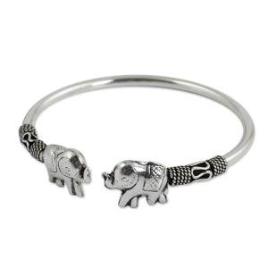 Sterling Silver Elephant Cuff Bracelet from Thailand