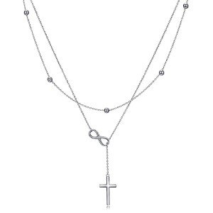Infinity Cross Layered 925 Sterling Silver Necklace