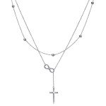 Infinity Cross Layered 925 Sterling Silver Necklace