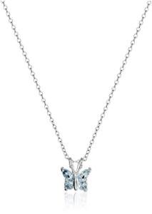 Sky Blue Topaz Butterfly Pendant Necklace for Women