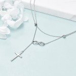 Infinity Cross Layered 925 Sterling Silver Necklace