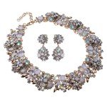 Vintage Crystal Rhinestone Choker Necklace and Earring Set