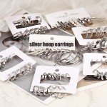 42 Pairs Silver Hoop and Pearl Earrings Set