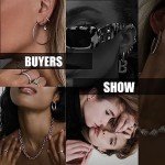 42 Pairs Silver Hoop and Pearl Earrings Set