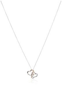 Rhodium & 18k Rose Gold Double Heart Pendant Necklace