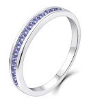 Sterling Silver Stackable Halo Tanzanite Ring Size 7