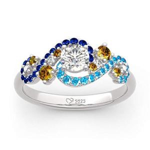 Starry Night Round Cut Sterling Silver Ring