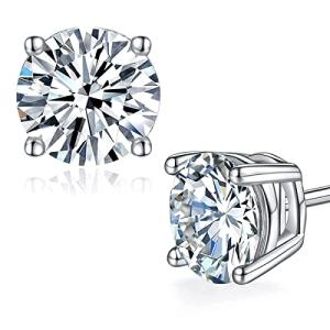 Lab-Created Moissanite Stud Earrings in White Gold
