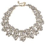 Silver Crystal Tassel Choker Statement Necklace