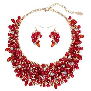 Chunky Crystal Collar Necklace and Earring Set