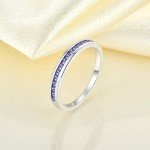 Sterling Silver Stackable Halo Tanzanite Ring Size 7