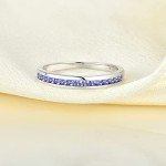 Sterling Silver Stackable Halo Tanzanite Ring Size 7