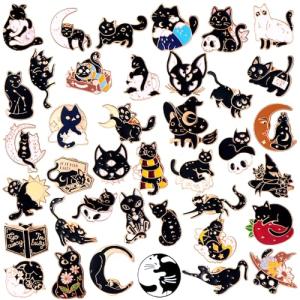 Ceenna 100 Pcs Black Cat Enamel Pins Set