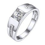 Men's Silver Wedding Band with Cubic Zirconia