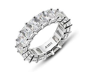 Sterling Silver Radiant Cut Eternity Engagement Ring