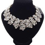 Silver Crystal Tassel Choker Statement Necklace