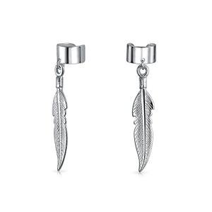 Native American Feather Leaf Sterling Silver Earrings