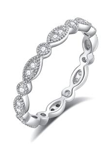 Moissanite Evil Eye Wedding Band in Silver Size 9