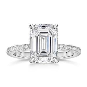 Emerald Cut Cubic Zirconia Engagement Ring for Women