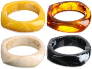 Colorful Acrylic Square Bangle Bracelets - Set of 4