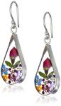 Sterling Silver Flower Teardrop Earrings for Everyday Wear