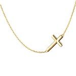 S925 Sterling Silver Sideways Cross Choker Necklace