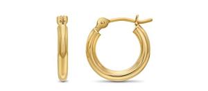 14k Yellow Gold Polished Small Round Hoop Earrings