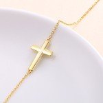 S925 Sterling Silver Sideways Cross Choker Necklace