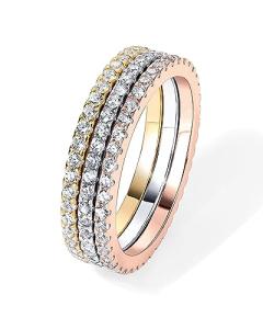 14K Gold Plated CZ Stackable Eternity Ring Set